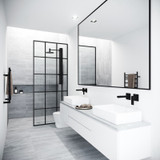 Vigo 34 in. W x 74 in. H Mosaic Fixed Frame Shower Screen