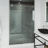 Vigo  VG6021STCL6076 Elan E-Class 60 In. X 76 In. Frameless Sliding Shower Door In Stainless Steel With Clear Glass