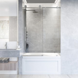 Vigo 56-60 in. W x 66 in. H Elan Hart Frameless Shower Door In Stainless Steel