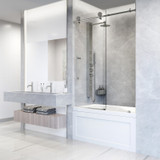 Vigo 56-60 in. W x 66 in. H Elan Hart Frameless Shower Door In Stainless Steel