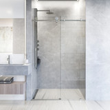 Vigo 56-60 in. W x 76 in. H Elan Hart Frameless Shower Door In Stainless Steel
