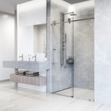 Vigo 56-60 in. W x 76 in. H Elan Hart Frameless Shower Door In Stainless Steel