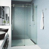 Vigo Elan Cass Aerodynamic 48 In. x 76 In. Frameless Sliding Shower Door In Stainless Steel