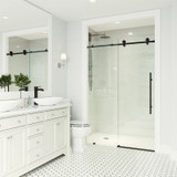 Vigo Elan E-Class 64 In. x 76 In. Frameless Sliding Shower Door In Matte Black With Clear Glass