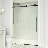 Vigo Elan E-Class 68 In. x 76 In Frameless Sliding Shower Door In Matte Black With Clear Glass