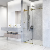 Vigo 56-60 in. W x 76 in. H Elan Hart Frameless Shower Door In Matte Brushed Gold