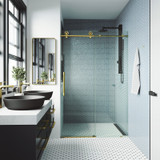 Vigo Elan Cass Aerodynamic 48 In. x 76 In. Frameless Sliding Shower Door In Matte Brushed Gold