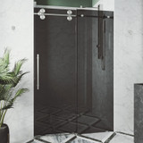 Vigo Elan 68 To 72 In. x 74 In. Frameless Sliding Shower Door In Stainless Steel With Sheer Black Glass