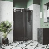 Vigo Elan 68 To 72 In. x 74 In. Frameless Sliding Shower Door In Stainless Steel With Sheer Black Glass
