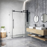 Vigo 35 in. L x 46 in. W x 76 in. H Elan E-Class Frameless Shower Enclosure In Matte Black