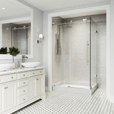 Vigo 36 in. L x 48 in. W x 82 in. H Elan E-Class Frameless Shower Enclosure In Stainless Steel With Left Drain Base