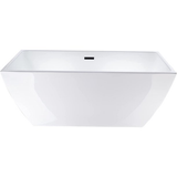 Vanity Art 59" Freestanding Acrylic Soaking Bathtub - White/Matte Black Trim - VA6821-SMB