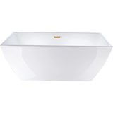 Vanity Art 59" Freestanding Acrylic Soaking Bathtub - White/Titanium Gold Trim - VA6821-STG