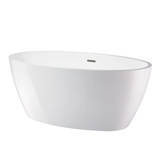 Vanity Art VA6834-MBN 59" x 32" Freestanding Acrylic Soaking Bathtub- White/Brushed Nickel Trim