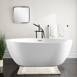 Vanity Art VA6834-MPC  59" x 32" Freestanding Acrylic Soaking Bathtub - White/Polished Chrome Trim