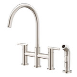 Gerber Parma Two Handle Bridge Kitchen Faucet with Side Spray 1.75gpm - Stainless Steel - D424458SS