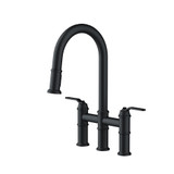 Gerber Kinzie Two Handle Bridge Pull-Down Kitchen Faucet 1.75gpm - Satin Black - D434437BS