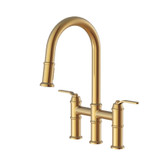 Gerber D434437BB Kinzie Two Handle Bridge Pull-Down Kitchen Faucet 1.75gpm - Brushed Bronze