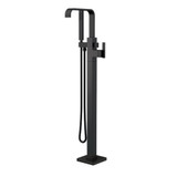 Gerber Square Floor Mount Tub Filler Faucet Trim Kit with Rectangular Handshower 1.75gpm - Satin Black - D300544BST