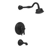 Gerber D512157BSTC Opulence Single Handle Tub & Shower Faucet Trim Kit & Treysta Cartridge w/ Diverter on Valve & 5 Function Showerhead 2.0gpm - Satin Black