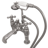 Kingston Brass Deck Mount Clawfoot Tub Filler Faucet with Hand Shower - Polished Chrome CC610T1