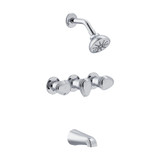 Gerber G0058500 Hardwater Three Handle Threaded Escutcheon Tub & Shower Faucet with IPS/Sweat Connections & Threaded Spout 1.75gpm - Chrome