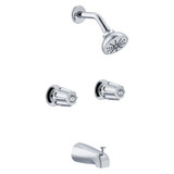 Gerber Classics Two Metal Fluted Handle Threaded Escutcheon Tub & Shower Faucet with IPS/Sweat Connections 1.75gpm -Chrome - G0748720