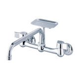 Gerber G0042691 Classics Two Handle Wall Mount Kitchen Faucet w/ 8" Spout & Soap Dish 1.75gpm -Chrome