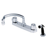 Gerber G0042526 Classics Two Handle Kitchen Faucet Deck Plate Mounted with Side Spray & Tubular Spout 1.75gpm - Chrome