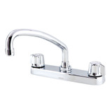 Gerber G0742426 Classics Two Handle Kitchen Faucet Deck Plate Mounted w/out Spray & w/ Metal Fluted Handles & Tubular Spout 1.75gpm - Chrome