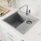 Ruvati Glass Rinser Sink 22 inch Workstation for Wet Bar Bottle Washer Drop in Topmount - RVH8262ST