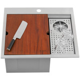 Ruvati Glass Rinser Sink 22 inch Workstation for Wet Bar Bottle Washer Drop in Topmount - RVH8262ST