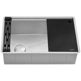 Ruvati 27-inch Workstation Slope Bottom Offset Drain Undermount 16 Gauge Kitchen Sink - RVH8573