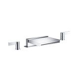 Flusso 3 Hole Deck Mount Cascade / Sheet Flow Roman Tub Faucet - Polished Chrome - 145.2410CFCP