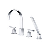 Flusso 4 Hole Deck Mounted Roman Tub Faucet With Hand Shower - Polished Chrome - 150.2400CP