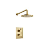 Flusso 100.7000SB Single Output Shower Faucet Set With Shower Head And Arm - Satin Brass