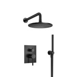 Flusso Two Output Shower Faucet Set With Shower Head And Hand Held - Matte Black - 100.3300MB