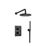Flusso Two Output Shower Faucet Set With Shower Head And Hand Held - Matte Black - 100.7050MB