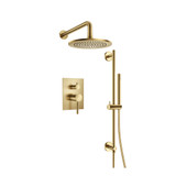 Flusso Two Output Shower Faucet Set With Shower Head, Hand Held And Slide Bar - Satin Brass - 100.3450SB