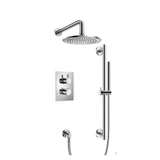 Flusso Two Output Shower Faucet Set With Shower Head, Hand Held And Slide Bar - Polished Chrome - 100.7100CP