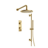 Flusso Two Output Shower Faucet Set With Shower Head, Hand Held And Slide Bar - Satin Brass - 100.7350SB