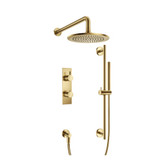 Flusso Two Output Shower Faucet Set With Shower Head, Hand Held And Slide Bar - Satin Brass - 100.7300SB
