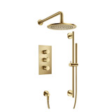Isenberg  100.7200SB Two Output Shower Set With Shower Head, Hand Held And Slide Bar - Satin Brass