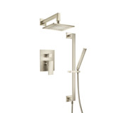 Flusso 160.3450BN Two Output Shower Faucet Set With Shower Head, Hand Held And Slide Bar - Brushed Nickel