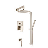 Flusso 160.3350PN Two Output Shower Faucet Set With Shower Head, Hand Held And Slide Bar -Polished Nickel