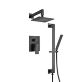 Flusso Two Output Shower Faucet Set With Shower Head, Hand Held And Slide Bar - Matte Black - 160.3450MB