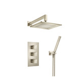 Flusso Two Output Shower Faucet Set With Shower Head And Hand Held - Brushed Nickel - 160.7150BN