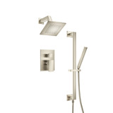 Flusso Two Output Shower Faucet Set With Shower Head, Hand Held And Slide Bar - Brushed Nickel - 196.3400BN