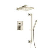 Flusso Two Output Shower Faucet Set With Shower Head, Hand Held And Slide Bar - Brushed Nickel - 196.3450BN