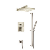 Flusso Two Output Shower Faucet Set With Shower Head, Hand Held And Slide Bar - Brushed Nickel - 196.3350BN